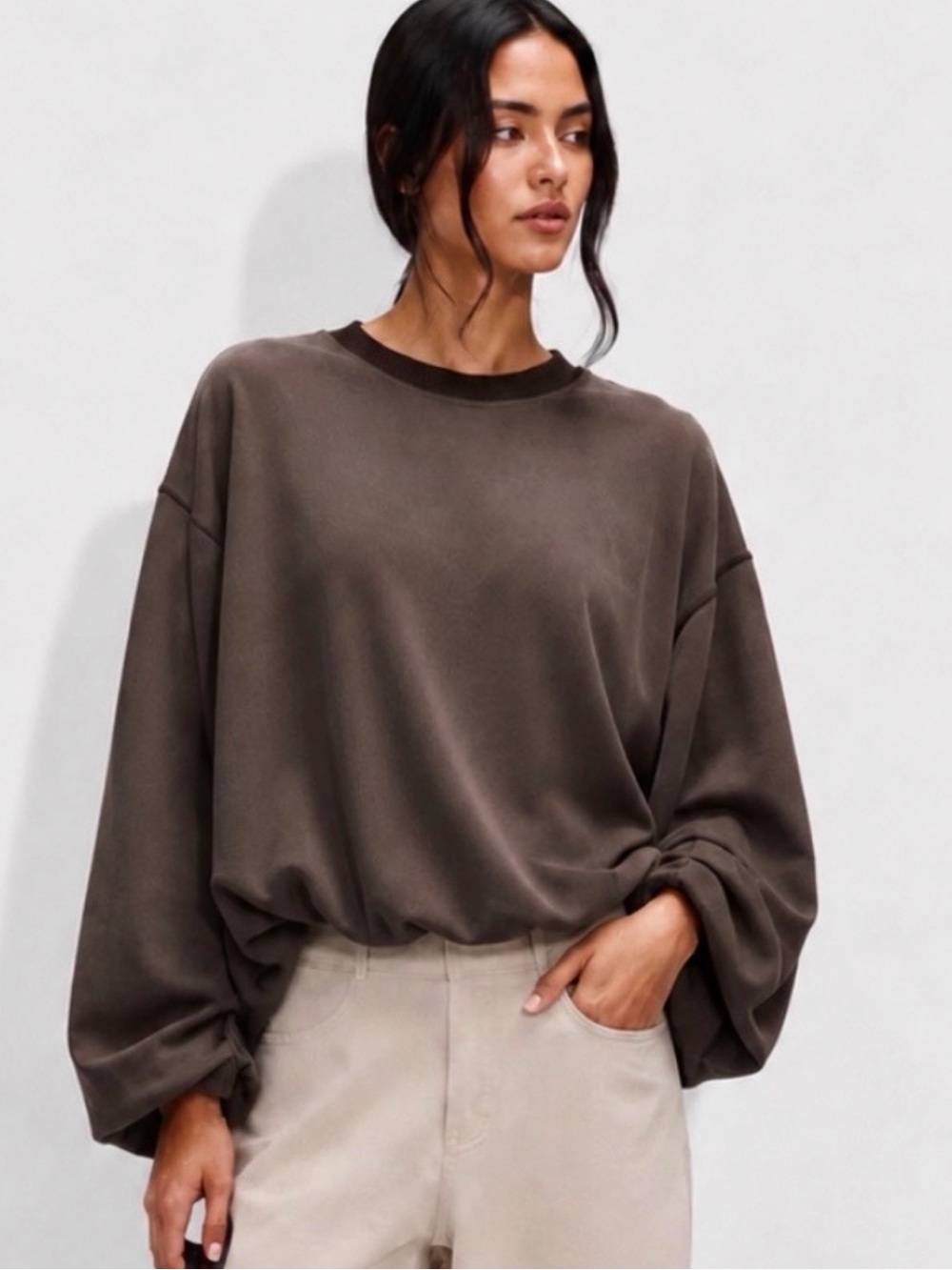 Lululemon Softstreme Voluminous Sleeve Espresso Brown Pullover Sweatshirt XS